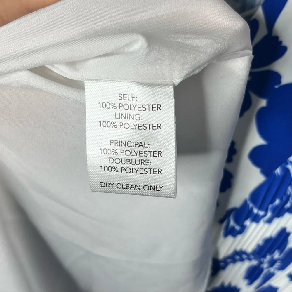 Milly Blue Liv Flowers of Spain Long Sleeve V Neck Pleated Mini Dress - Picture 13 of 13